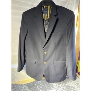 Nautica Boys Notch Blazer Blue Size 16 R Gold Buttons Jacket Dress Navy